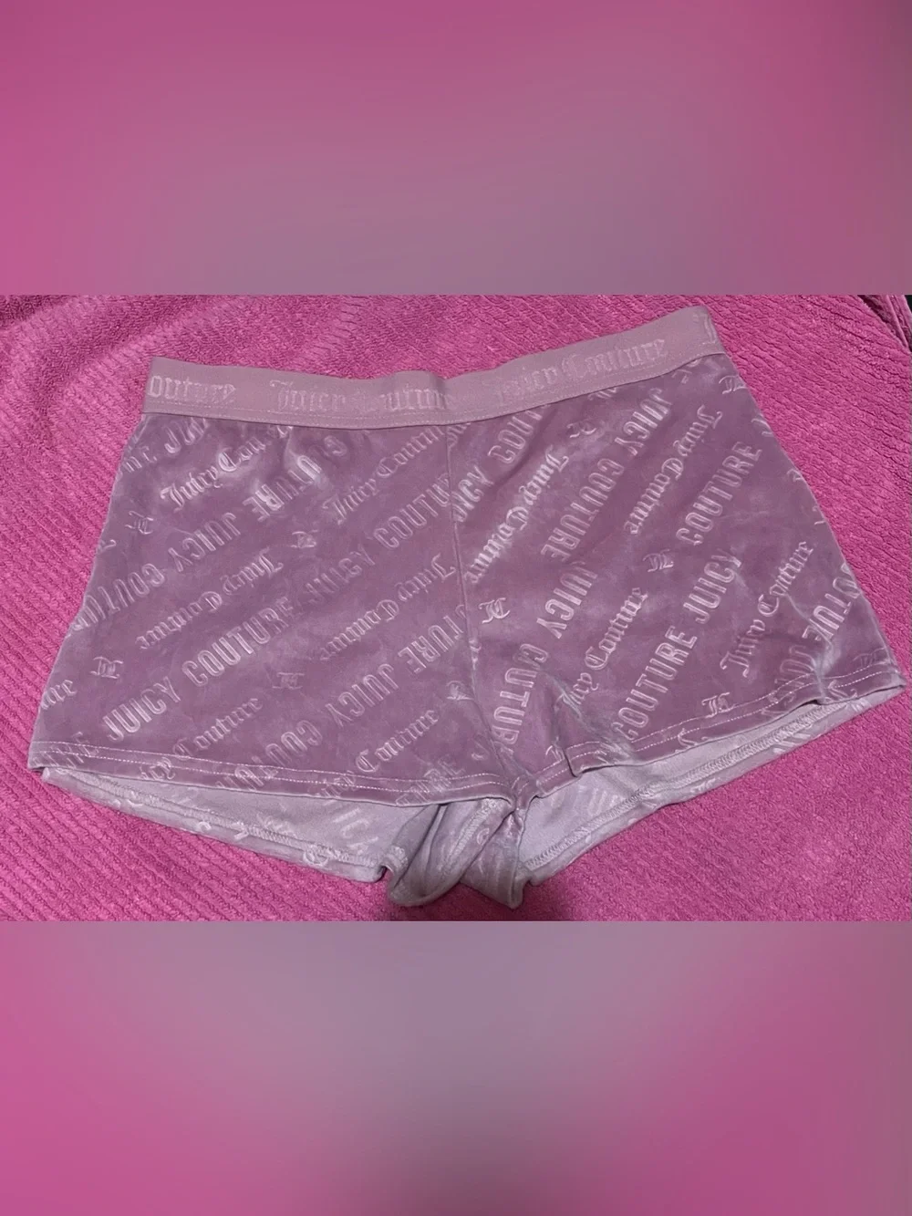 BRAND NEW Juicy Couture Pink Velour Logo Shorts